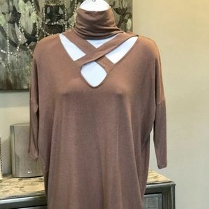 Express Criss Cross Mock Neck Top